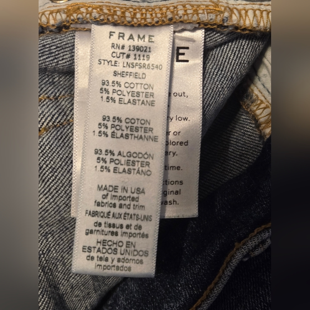 Frame Denim Le Nouveau Straight Jeans Sheffield Color Blue Size 24 - Picture 13 of 14